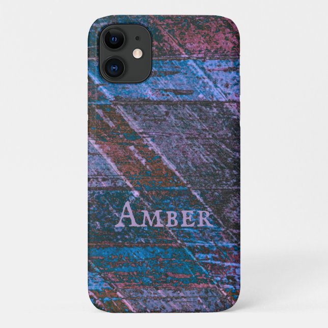 Blue Rustic Traditional Wood Print Personalised Case-Mate iPhone Case (Back)