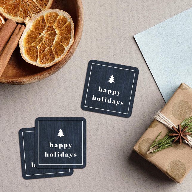 Blue Rustic Tree Woodgrain Christmas Sticker (Creator Uploaded)