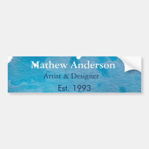 Blue rustic watercolor jeans texture add name titl bumper sticker