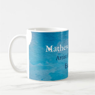Blue rustic watercolor jeans texture add name titl coffee mug