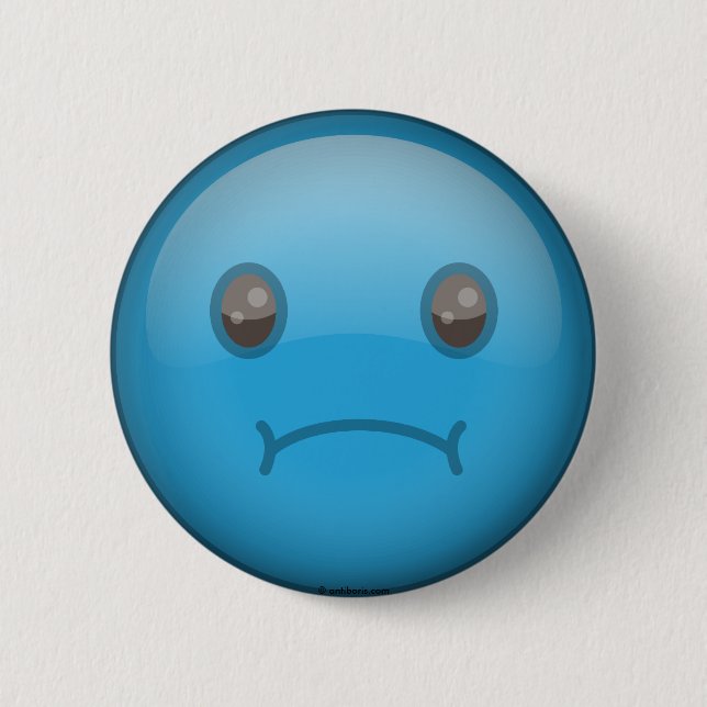 Blue Sad 6 Cm Round Badge (Front)