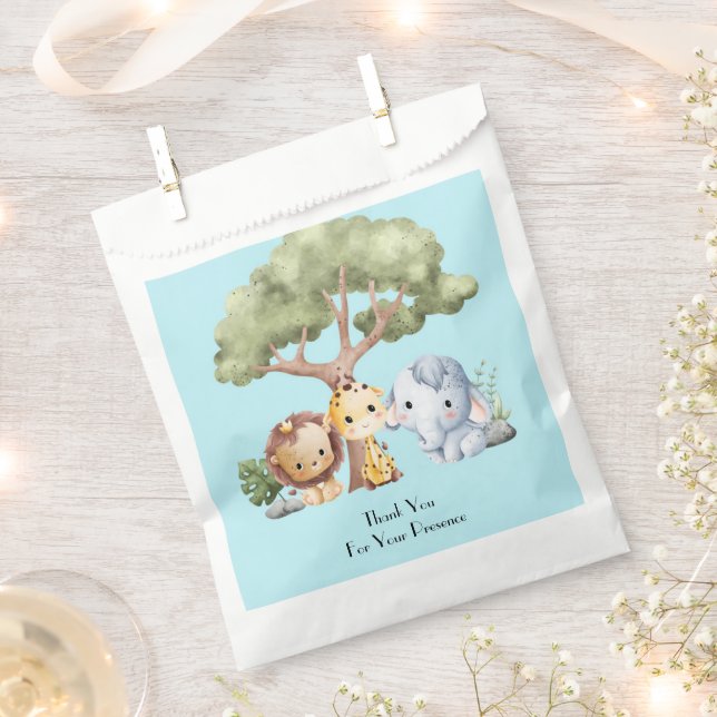 BLUE SAFARI BABY SHOWER FAVOUR BAG (Clipped)