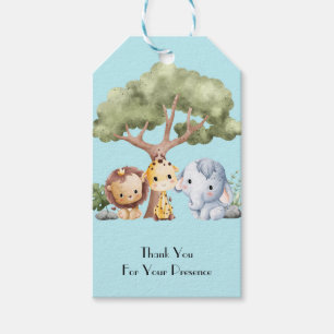 BLUE SAFARI BABY SHOWER GIFT TAGS