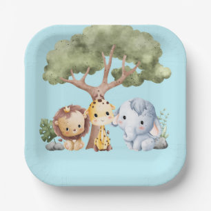 BLUE SAFARI BABY SHOWER PAPER PLATE