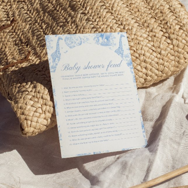 Blue Safari Toile de Jouy Baby Shower Feud Games (Creator Uploaded)