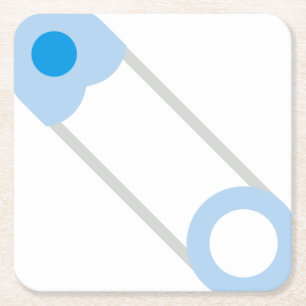 blue safety pin square paper coaster