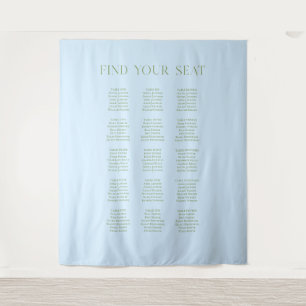 Blue & Sage Green Wedding Seating Chart Backdrop  Tapestry
