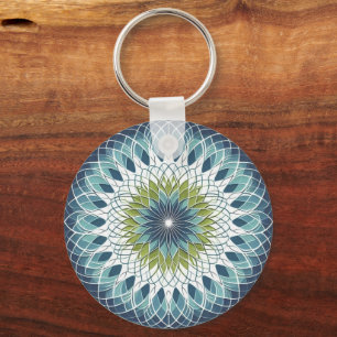 Blue & Sage Medallion - Abstract Key Ring