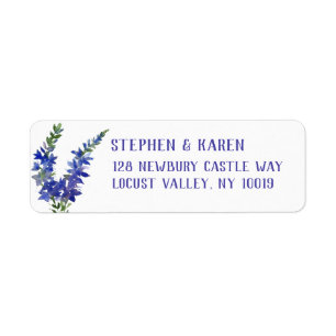 Blue Sage Salvia Elegant Floral Return Address Label