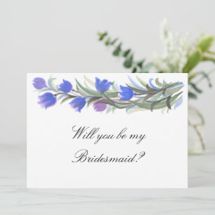 Blue sage wildflowers be my bridesmaid proposal invitation