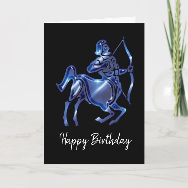 Blue Sagittarius Sign Birthday Card (Front)
