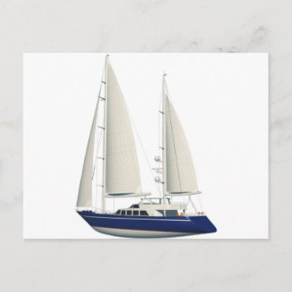 blue sail boat postcard