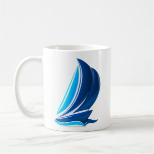 Blue Sailboat Adventure Coffee Mug