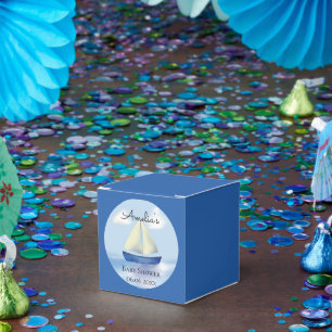 Blue Sailboat Baby Shower Personalised Favour Box