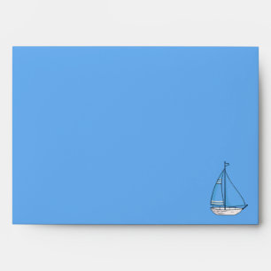 Blue Sailing Boat Return Addressed Invitation Envelope