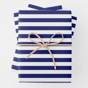 Blue Sailor Stripe (large scale) Wrapping Paper Sheet