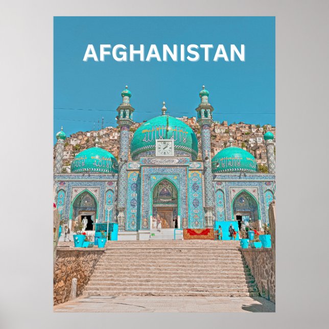 Blue Sakhi Shrine Mosque in Kabul Afghanistan Poster (Front)