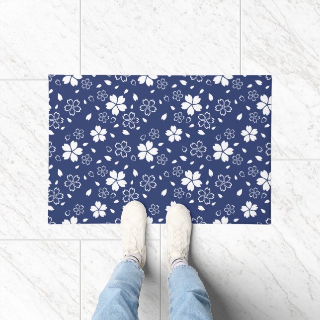 Blue Sakura Pattern Doormat (Indoor)