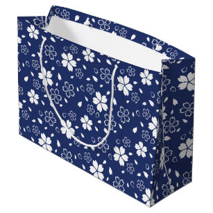 Blue Sakura Pattern Large Gift Bag