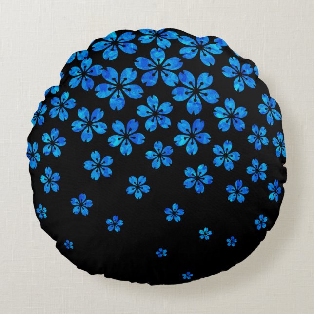 blue sakura round cushion (Front)