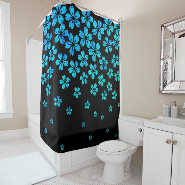 blue sakura shower curtain (In Situ)