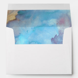 Blue & Sand Abstract Beach Matching Watercolor Envelope