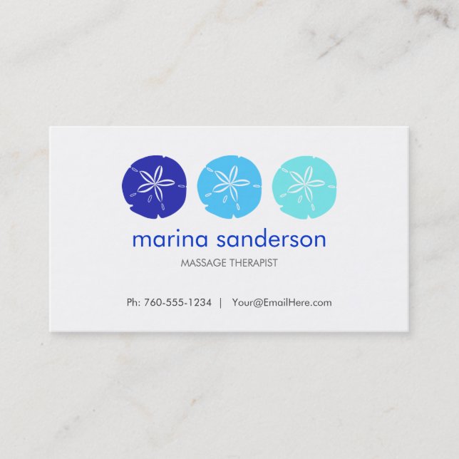 Blue Sand Dollar Business Cards (Front)