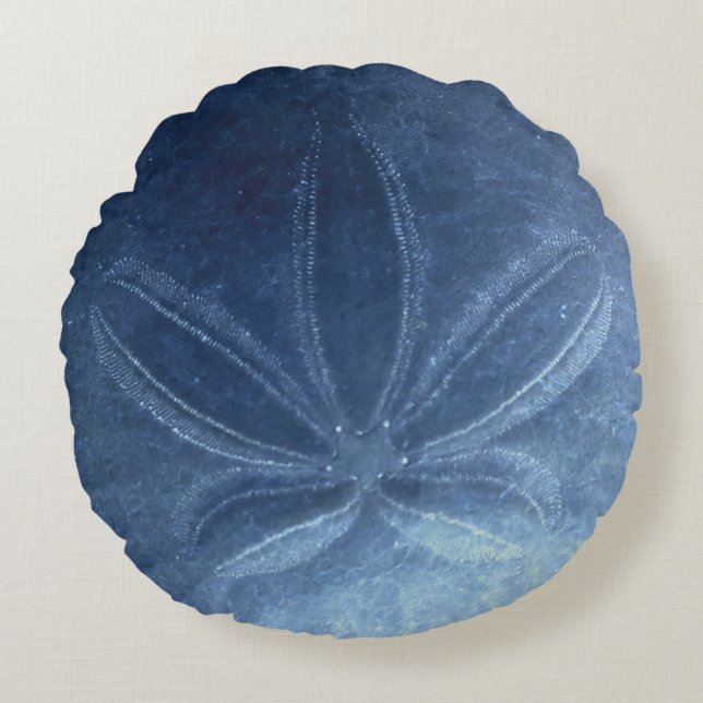 Blue Sand Dollar Round Pillow (Front)