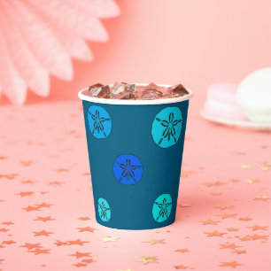 Blue sand dollars paper cups