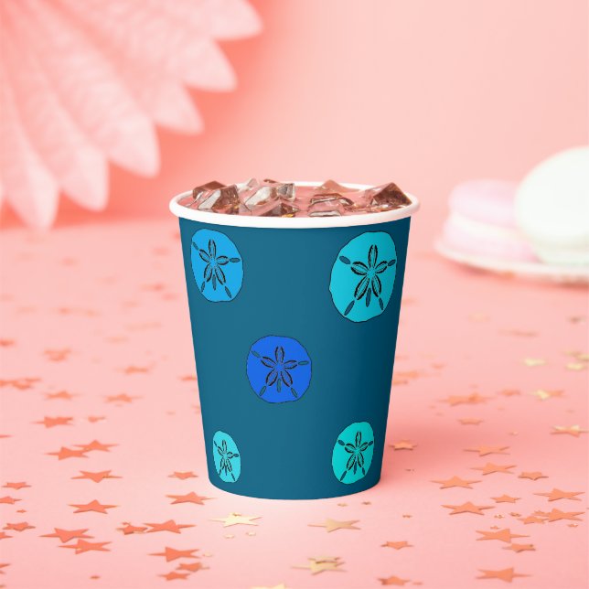 Blue sand dollars paper cups (Insitu)