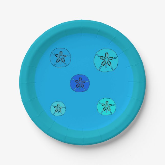 Blue Sand Dollars Paper Plate (Front)