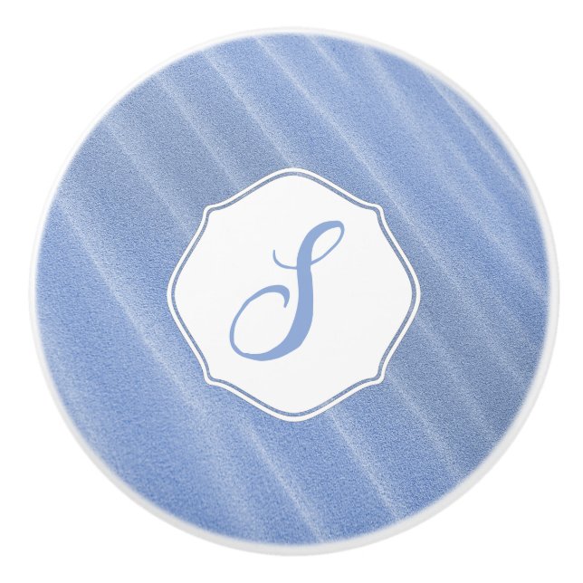 Blue Sand Ripples Monogram Ceramic Pull (Front)