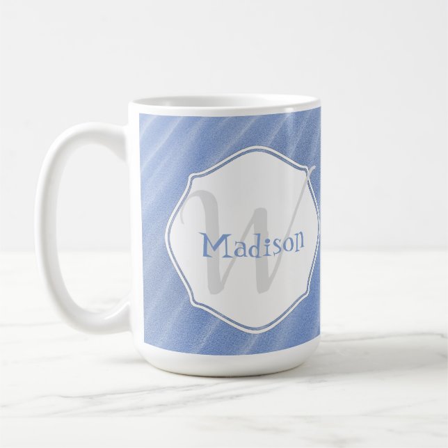 Blue Sand Ripples Personalise Mug (Left)