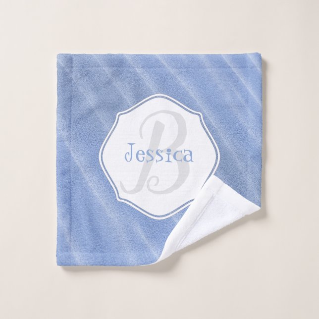 Blue Sand Ripples Personalised Bath Towel Set (Wash Cloth)