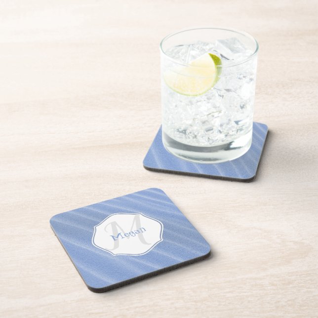 Blue Sand Ripples Personalised Coaster (Right Side)