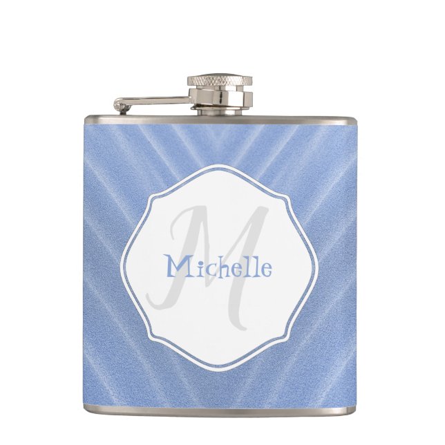 Blue Sand Ripples Personalised Flask (Front)