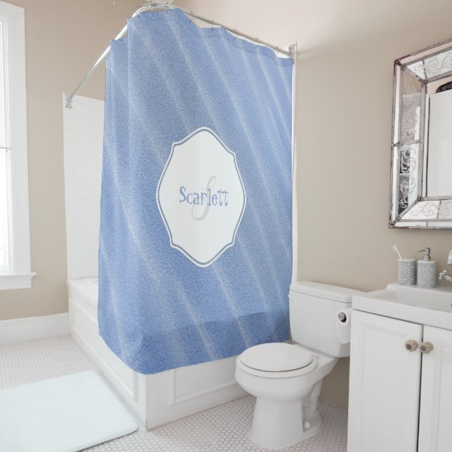 Blue Sand Ripples Personalised Shower Curtain (In Situ)