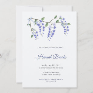 Blue Sandpaper Vine Boy Baby Shower Invitation