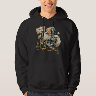 Blue Santa at the North Pole Hoodie