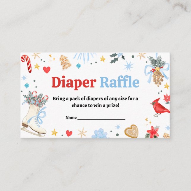 Blue Santa Baby Baby Shower Diaper Raffle Enclosure Card (Front)