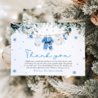 Blue Santa Baby Christmas Baby Shower Thank You