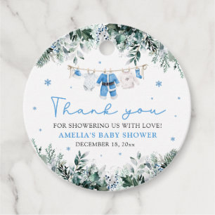 Blue Santa Baby Clothesline Christmas Baby Shower Favour Tags