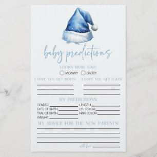 Blue Santa Baby Shower Predictions Activity Stationery