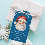 Blue Santa Claus Personalised Kids Christmas Gift Tags<br><div class="desc">Customise these nostalgic blue Santa Claus gift tags with your own personalised text with your kids name in white script. This beautiful old fashioned drawing of Santa's red hat and white beard are the perfect holiday tags for your children's presents under the tree on Christmas day.</div>