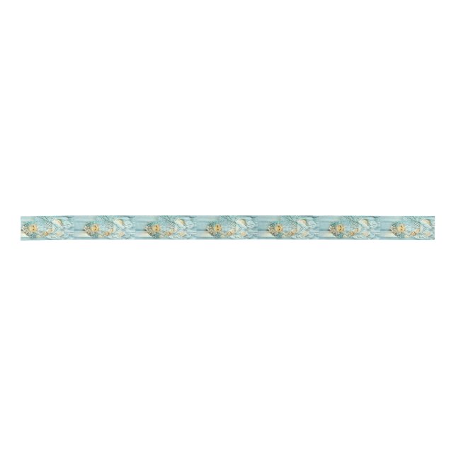 Blue Santa Father Christmas Holiday Satin Ribbon (Front)