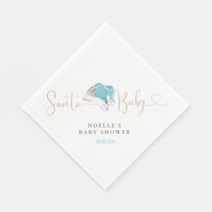Blue Santa Hat Christmas Santa Baby Baby Shower Napkin