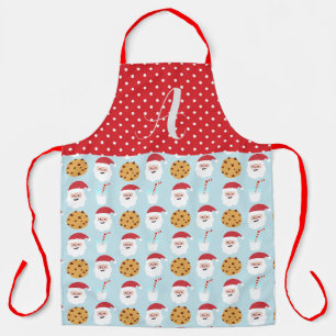 Blue Santa Milk and Cookies Apron, Large Apron