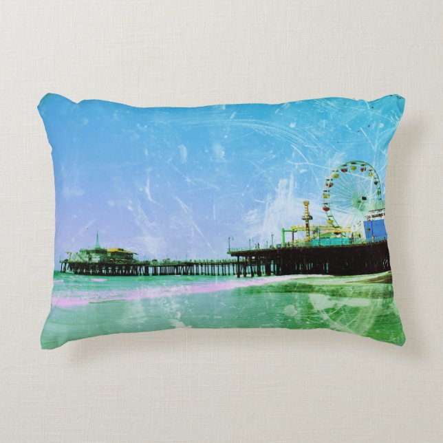 Blue Santa Monica Pier Decorative Cushion (Front)