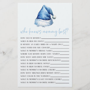 Blue Santa Who Knows Mummy Baby Shower Game Stationery