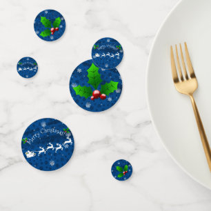 Blue Santa's Sleigh and Reindeer Table Confetti